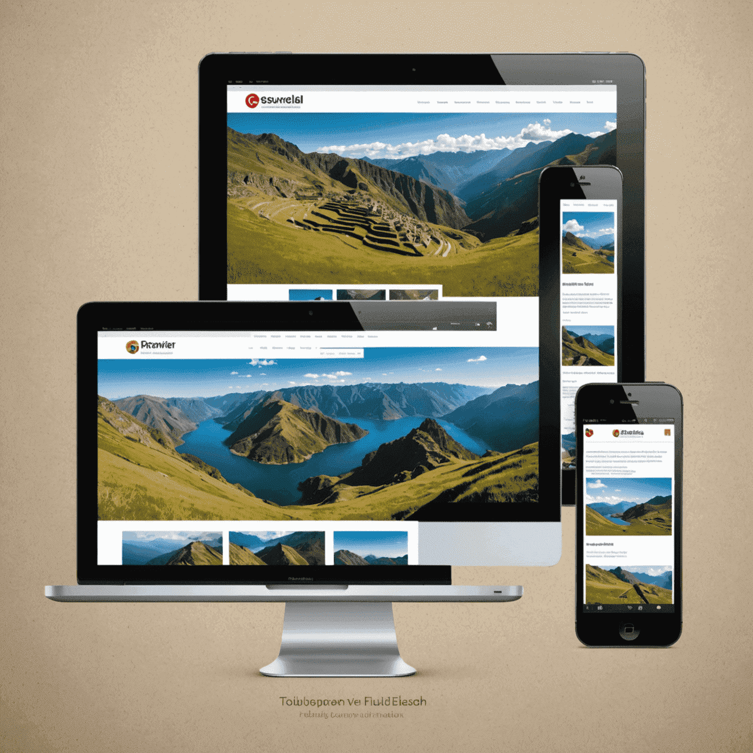 Demostración de diseño web responsivo con layouts inspirados en la geografía peruana: diseño fluido para móviles, escalonado para tablets y panorámico para escritorio